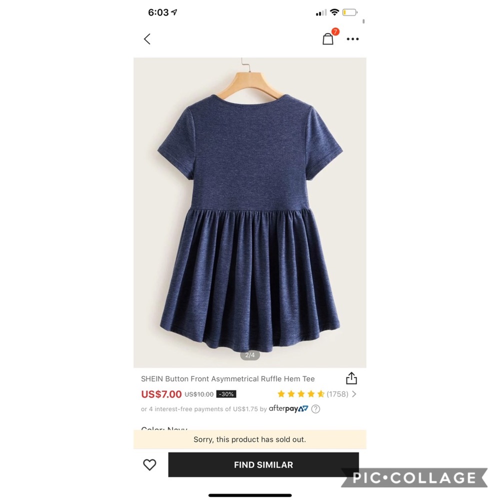 Asymmetrical Ruffle Hem Tee - Picture 2 of 3